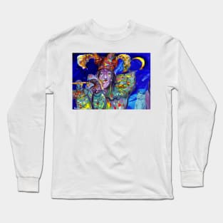 FLUTIST IN BLUE Venetian Masquerade Night Long Sleeve T-Shirt